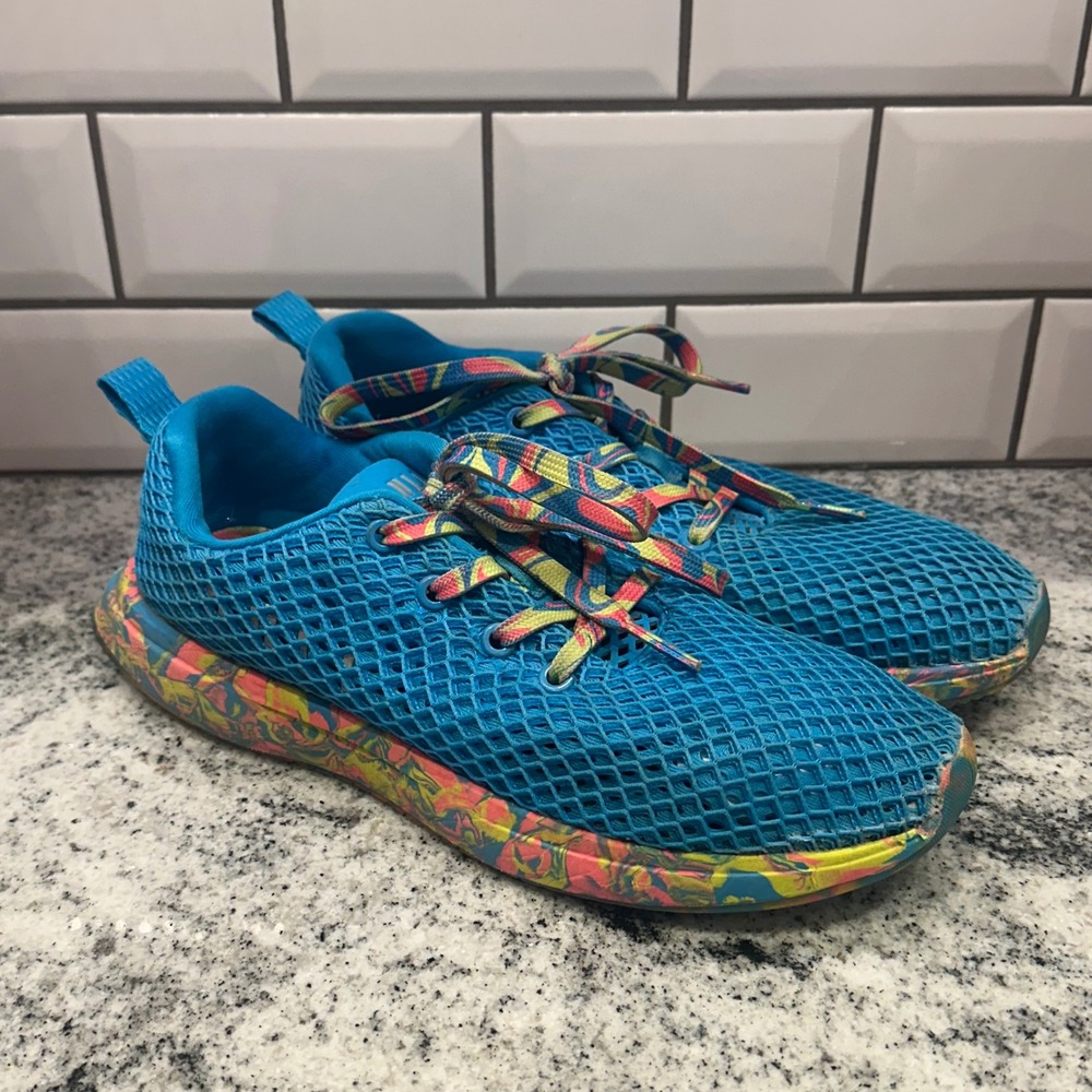 NOBULL Blue Mesh Rainbow Sole Trainers Sneakers Women's Size 8.5